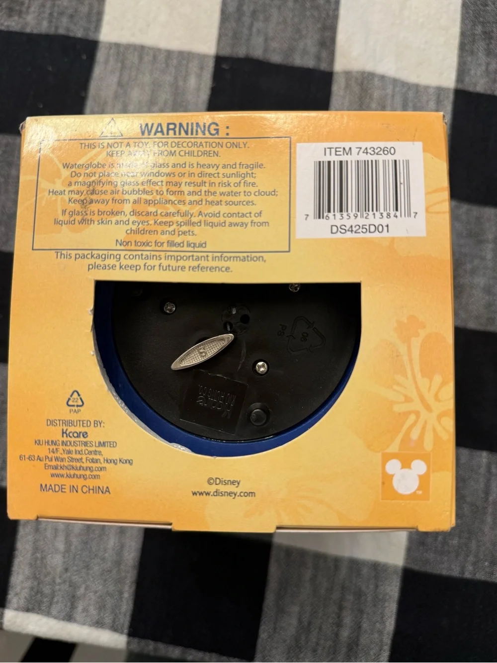 Disney Stitch Graduation Musical Waterglobe Snowglobe Blue & Yellow Grad Cap NIB